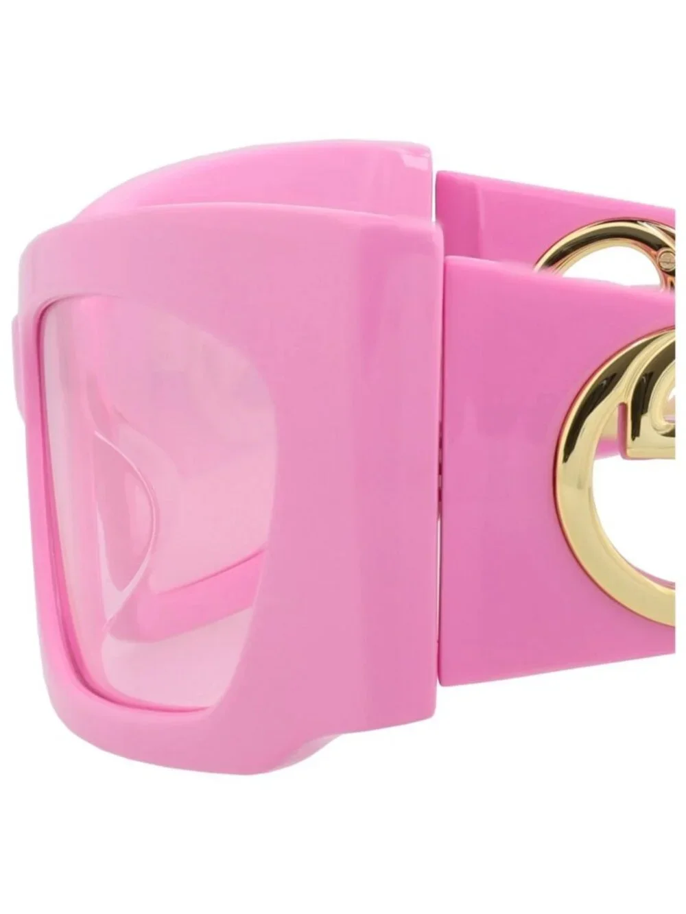 New Gucci Women's Sunglasses Shield Wrap Recycled Acetate Frame Pink Pink Pink